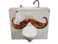 WC suspendu avec vasque WiCi Bati, habillage Moustache (montage)